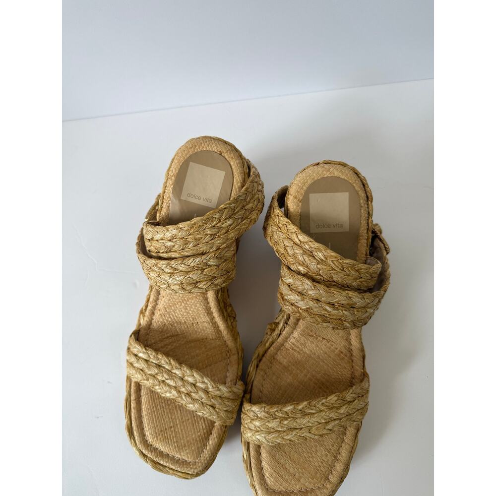 Dolce Vita Women Aldona Crisscross Ankle Strap Espadrille Wedge Sandal Raffia 11 - Picture 7 of 7